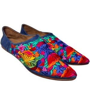 Jeffrey Campbell Embroidered Vijay Babouche Step Down Style Flats Size 8.5
